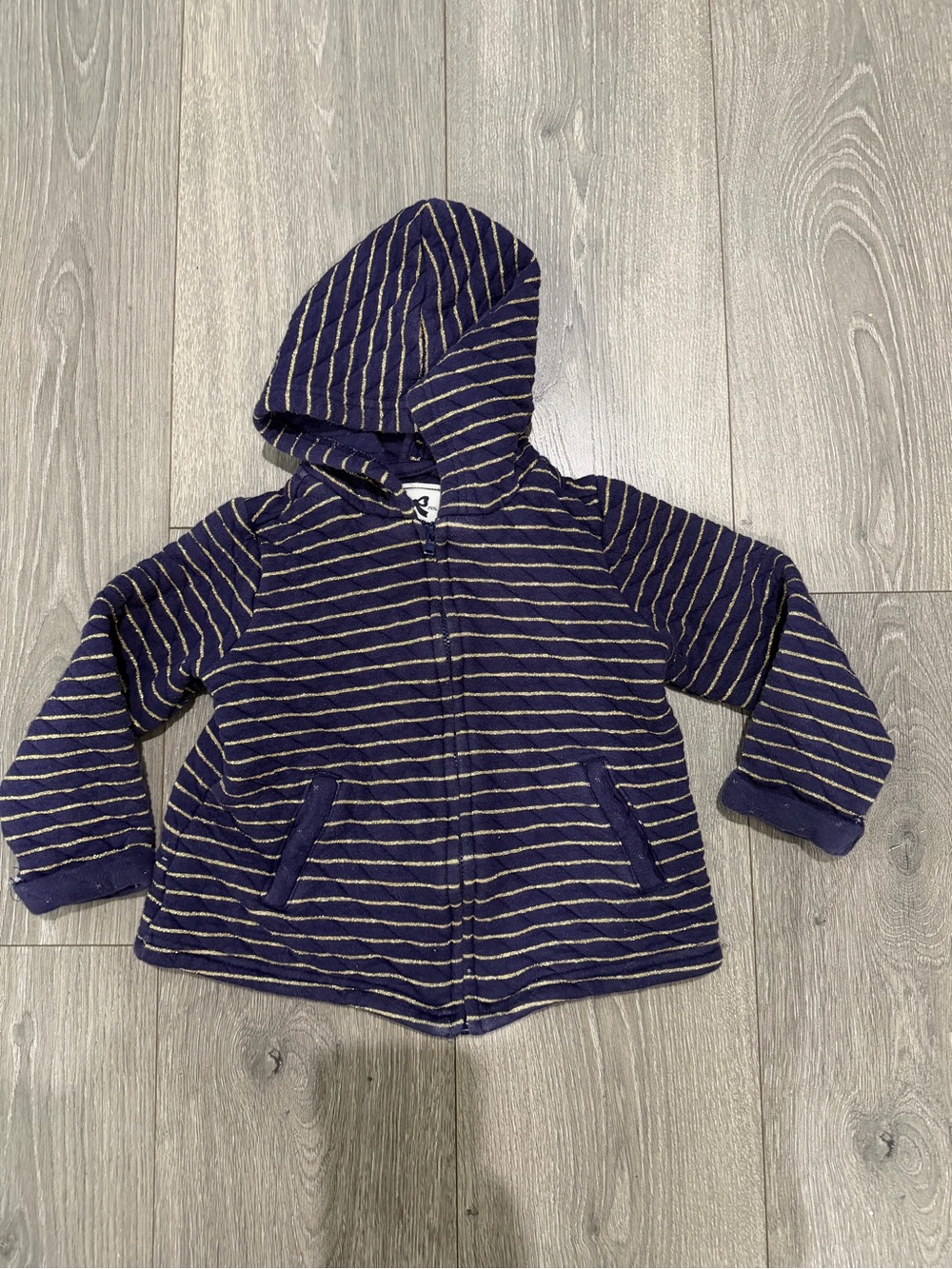 Gymboree Kids Navy Striped Hooded Zip Jacket size 3T